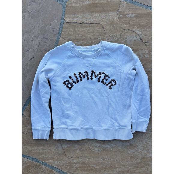 MOTHER The Square Bummer Sweatshirt Crewneck Pullover Ivory Cream Size M - Picture 1 of 7